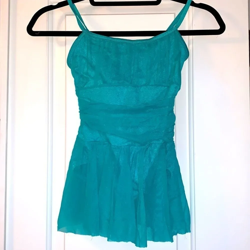Body Wrappers P735 Dance Skate dress camisole gathered mesh skirt overlay